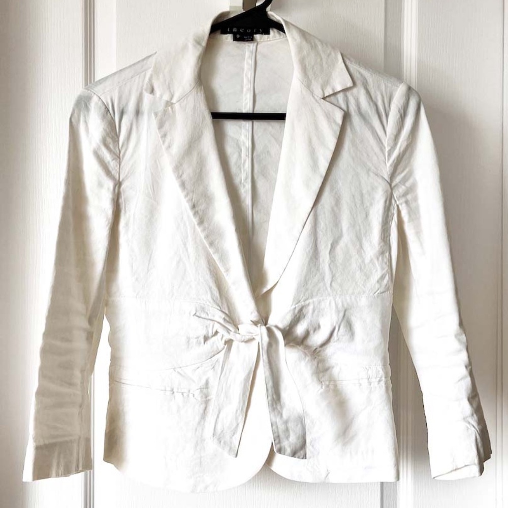 THEORY Galina Tie-Front Linen Blazer